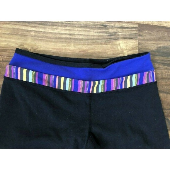 Lululemon Groove Crop Legging Black Stripe 6 - Picture 2 of 6